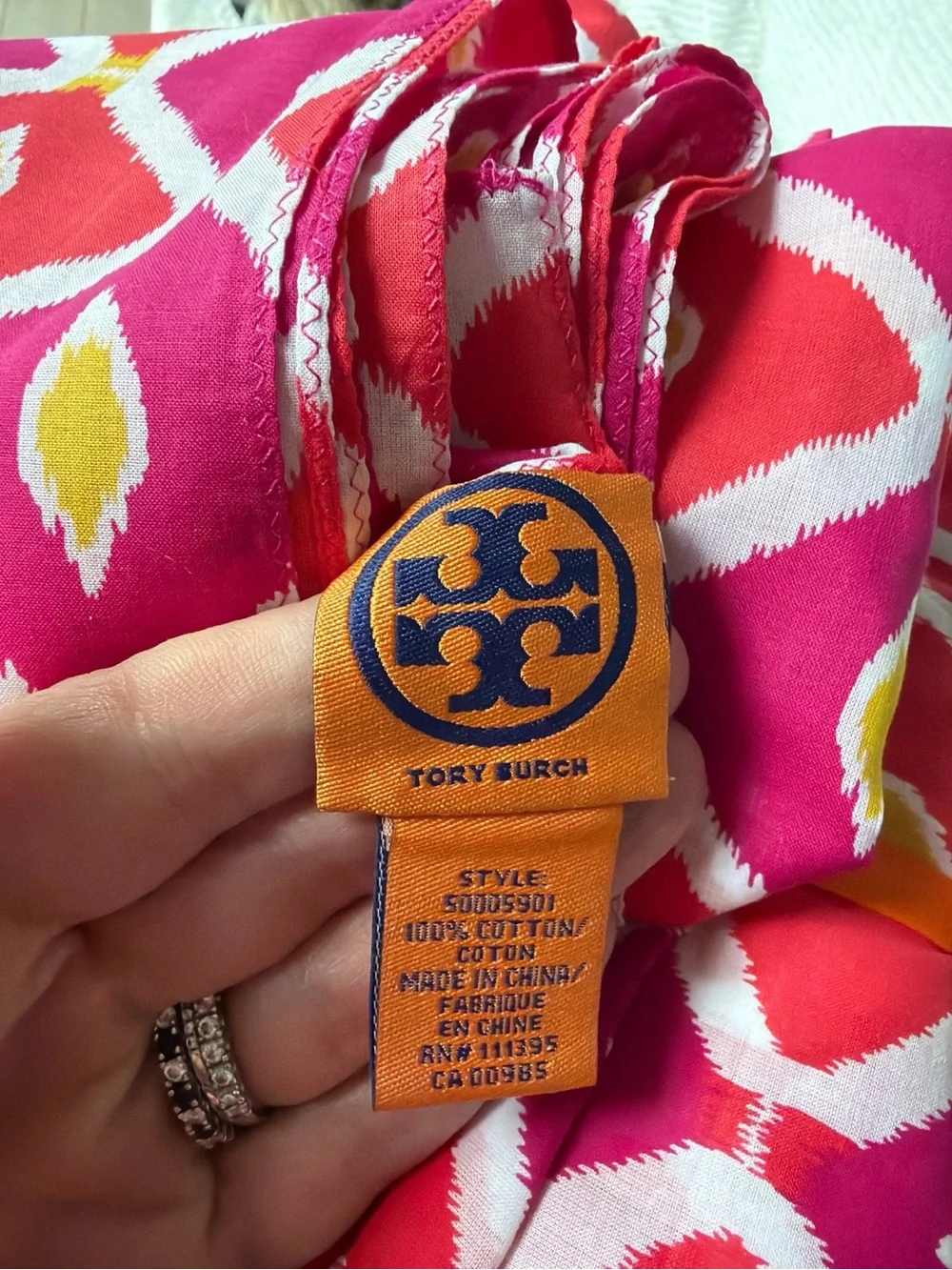 Tory Burch Pink Ikat Cotton Pareo Sarong Beach Wrap Cover Up Scarf 50x60 NWOT
